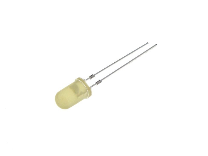 GQ 5mm Round Top Diffused LED Through Hole - Yellow - Pack of 50