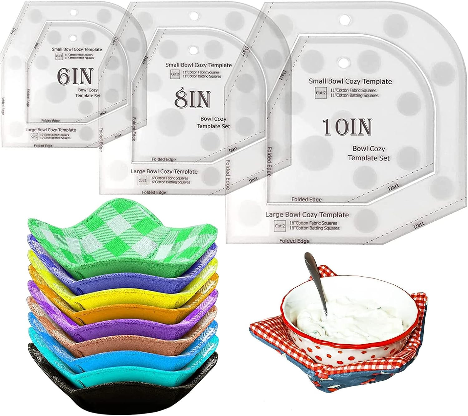 Bowl Cozy Template Cutting Ruler Set, 3Pcs Acrylic Transparent Quilting Bowl Tem