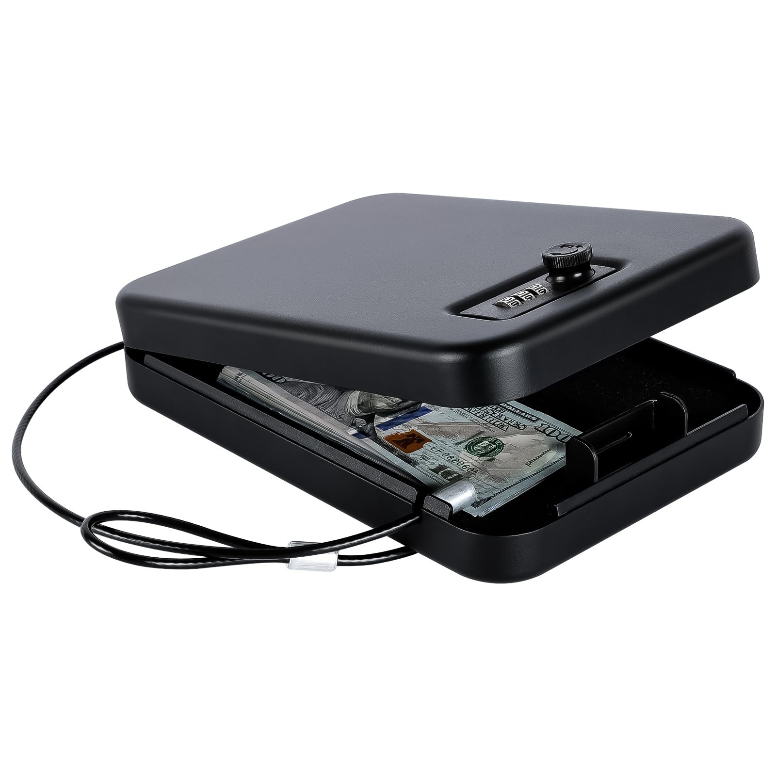 Portable Gun Safe for Pistols with Combination Lock Handgun Lock Box for Nigh...