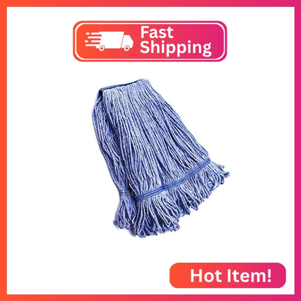 String Mop Heads Replacement Heavy Duty Commercial Grade Blue Cotton Looped End