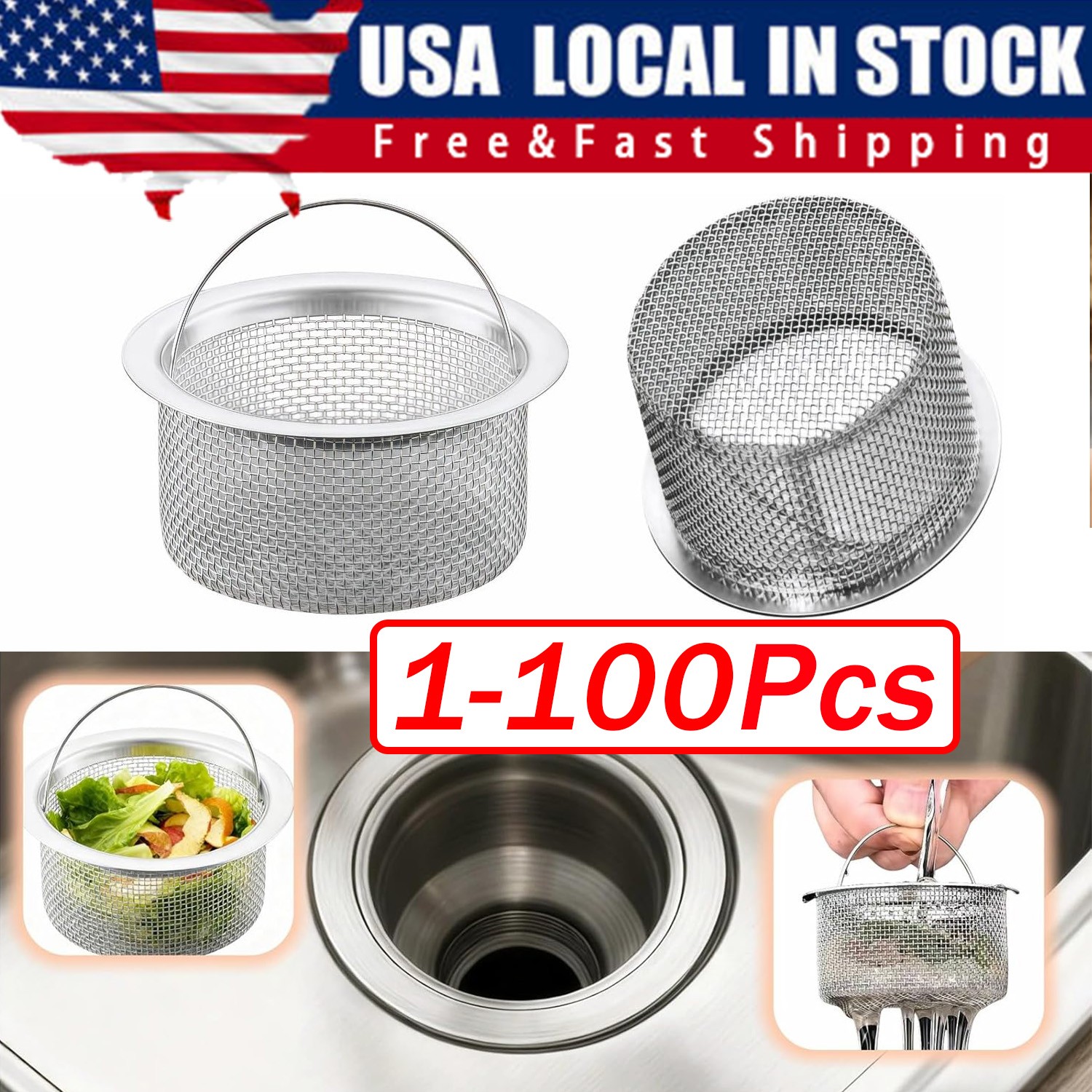 Stainless Steel Sink Drain Filter Fine Net Thicken Sink Sewer Strainers Kitchen