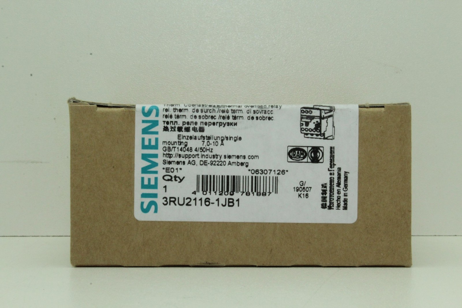 Siemens 3RU2116-1JB1 Overload Relay/Thermal Relay "New & Original Packaging"