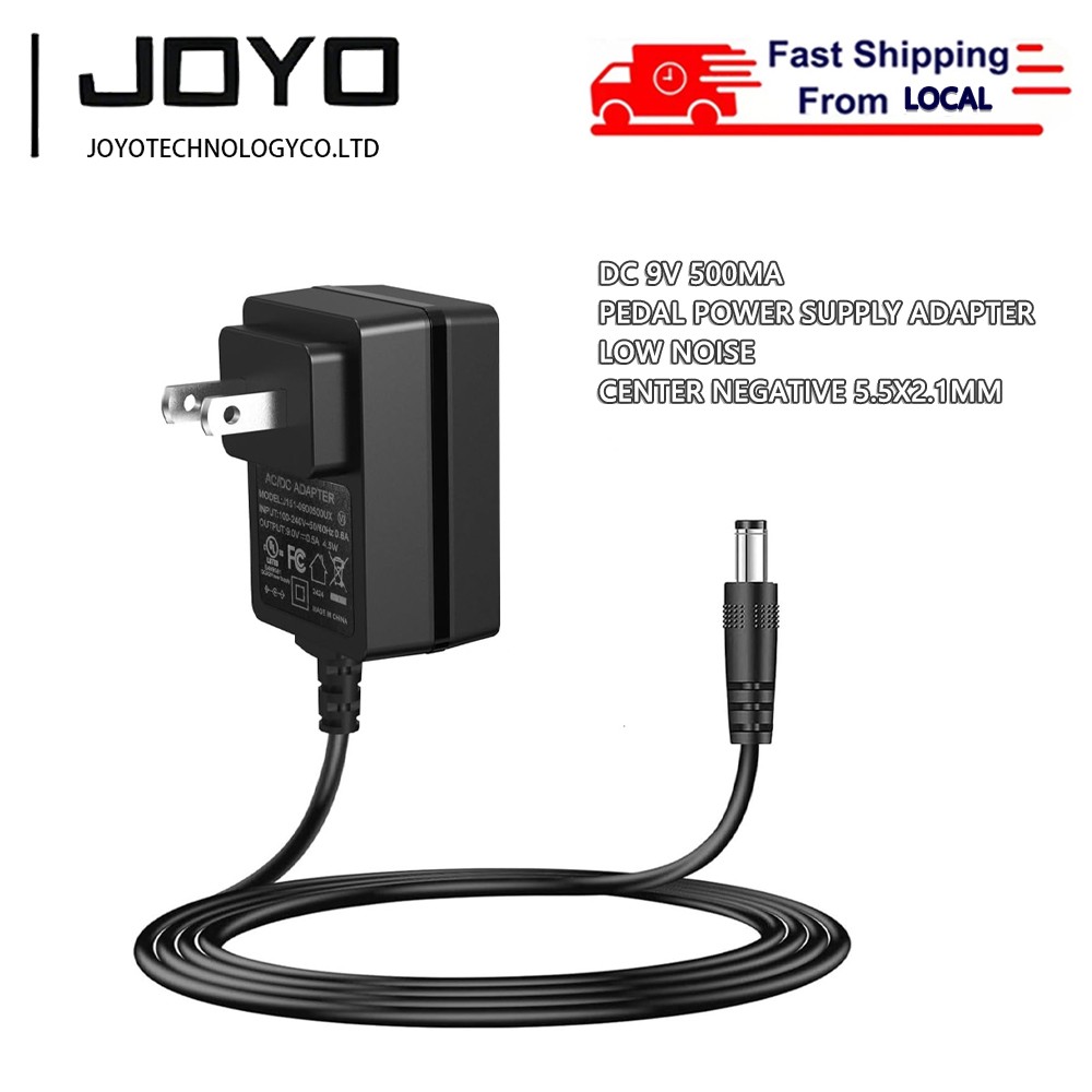 JOYO 9V DC 500mA Low Noise Guitar Pedal Power Adapter Center Negative 5.5x2.1mm