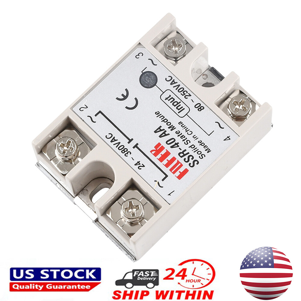 SSR-40AA 40A Solid State Relay Module SSR 80-250V AC / 24-380V AC USA