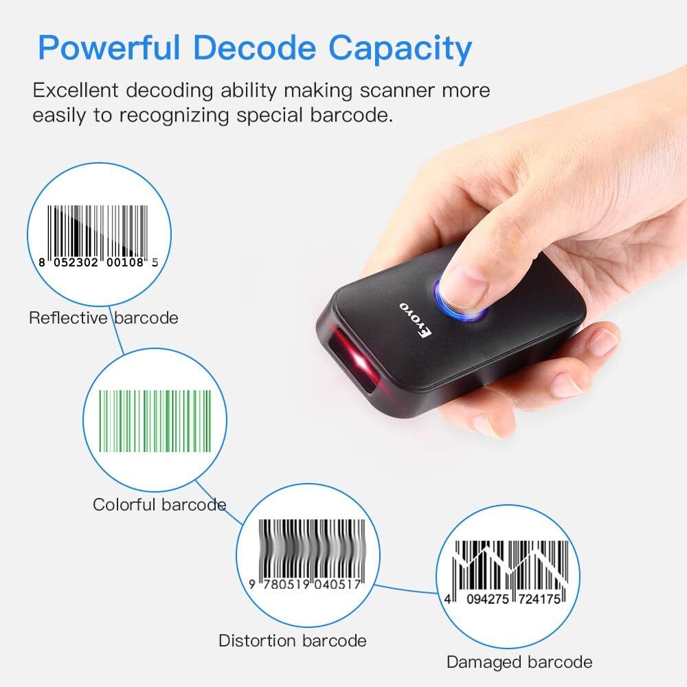 Eyoyo 10pcs/Set Portable 1D Bluetooth Barcode Scanner USB Image Scanning Reader