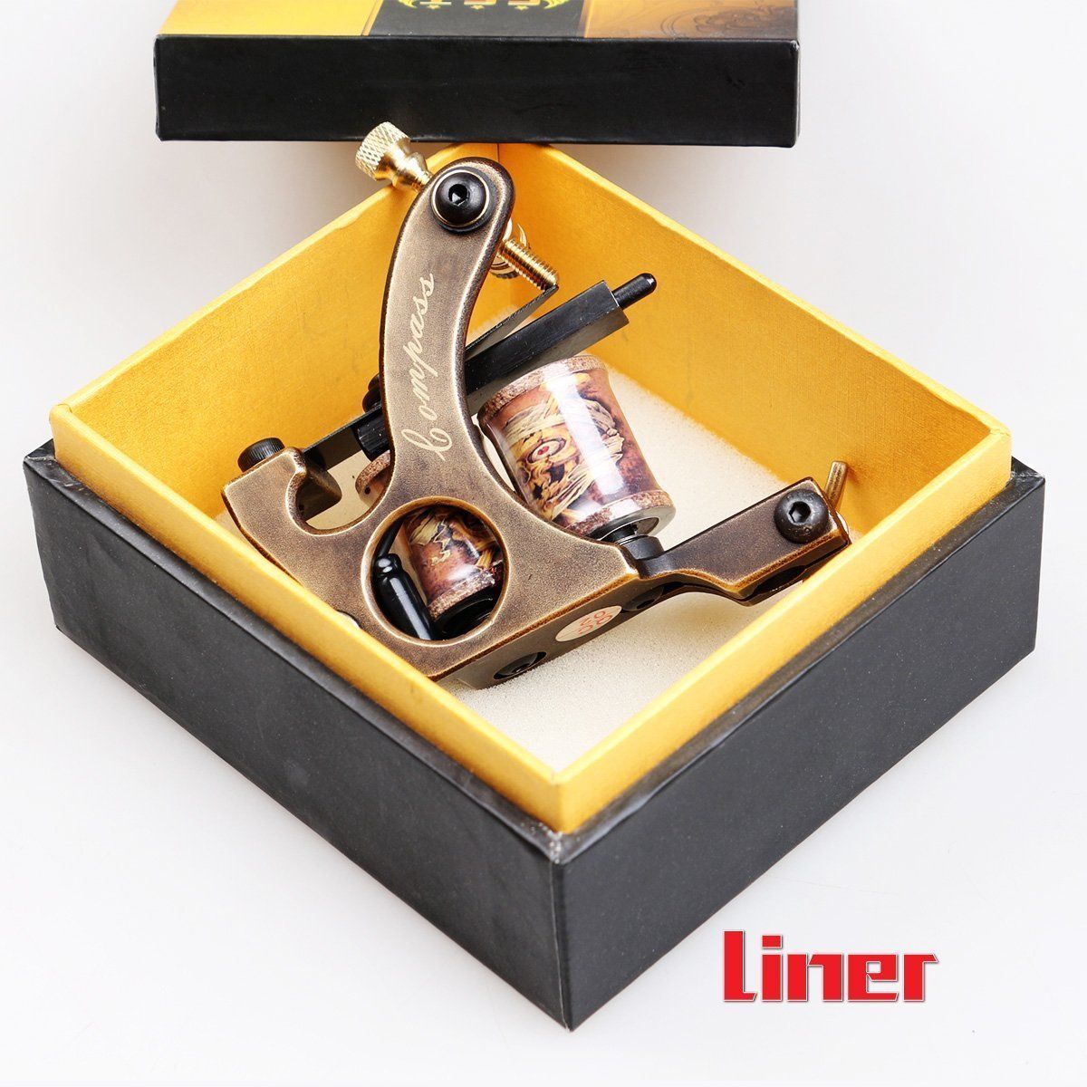 TOP PRO LEVEL Compass Brass Tattoo Machine 2 gun Straight Shader Circle Liner
