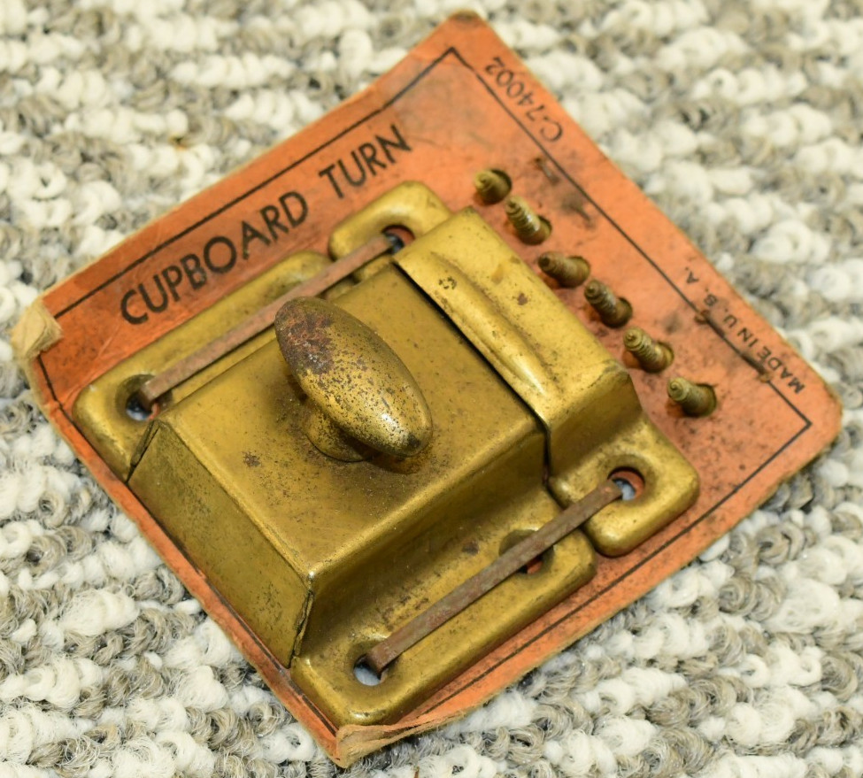 Vintage NOS Cuboard Turn Knob Lock C74002 Made in USA Metal Brass Sash Lock