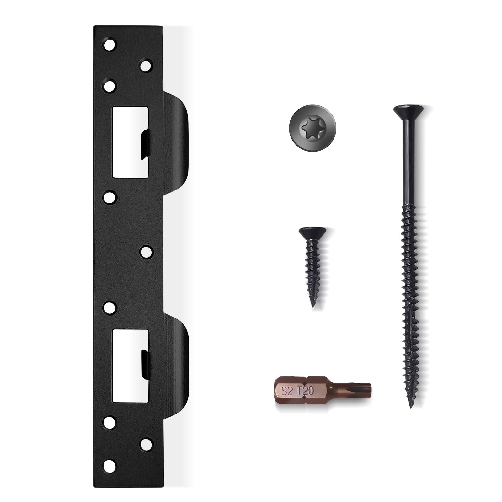 MOSECYOU Door Strike Plate Double Opening, with Reinforced Matte Black
