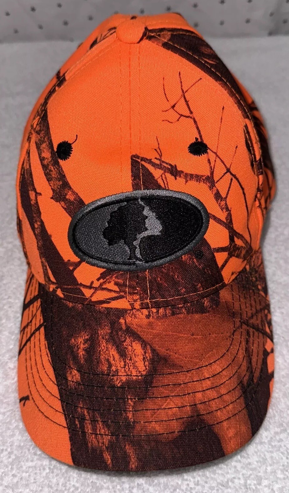 Mossy Oak Blaze Orange Men’s Adjustable Baseball Hat Hunting Outdoors Trucker