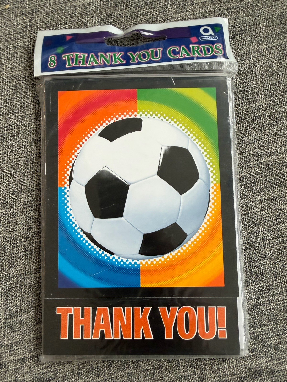 Thank You Cards Soccer Stationary 8 Pack New