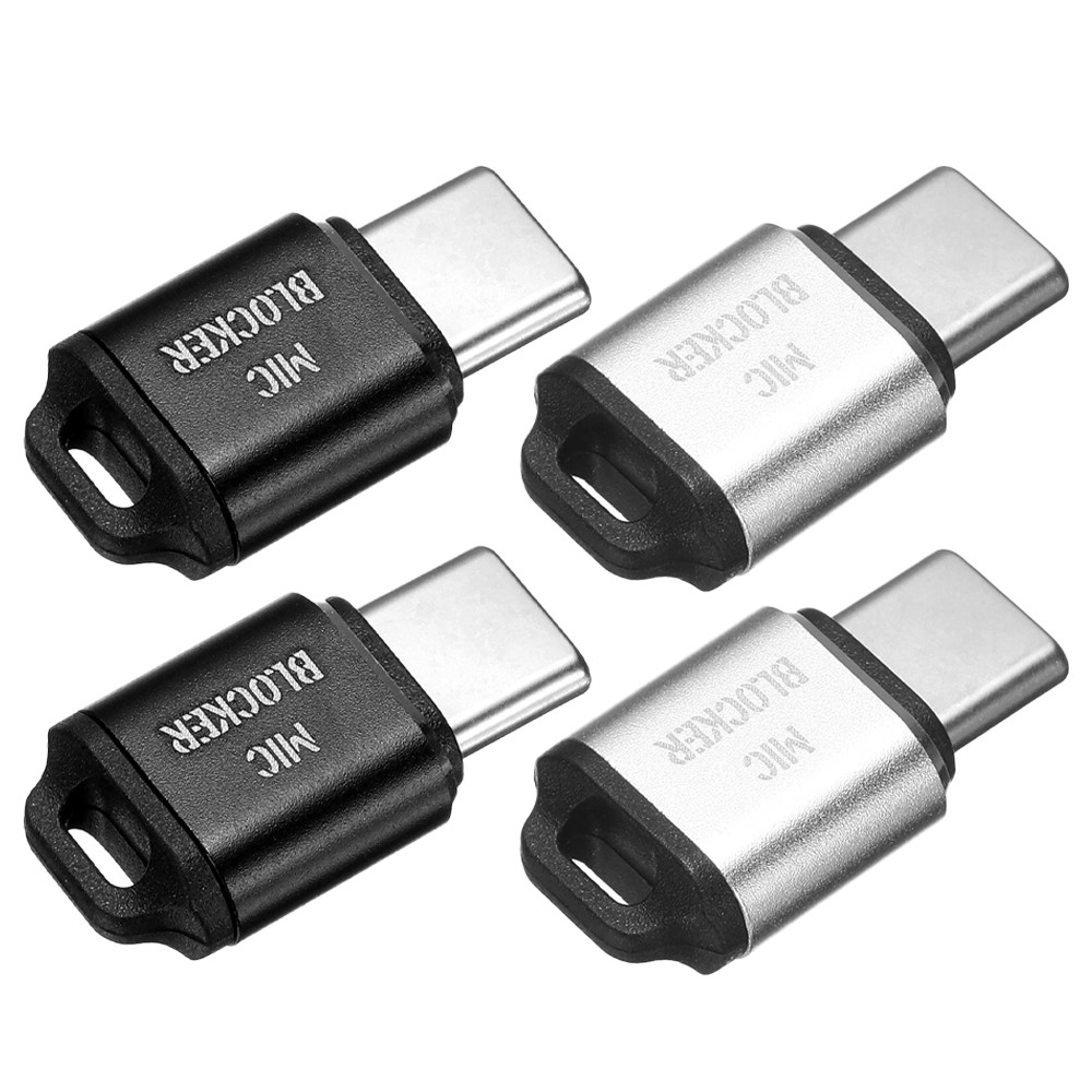 2 Pcs Microphone Blocker, USB Type C Audio Blocker, Black / Silver，US seller