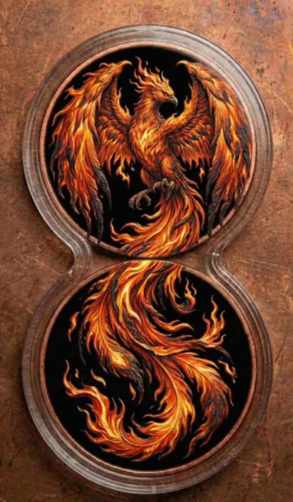 2026 Fiery Phoenix 2 Ounces .999 Fine Colorized Copper Infinity Medals