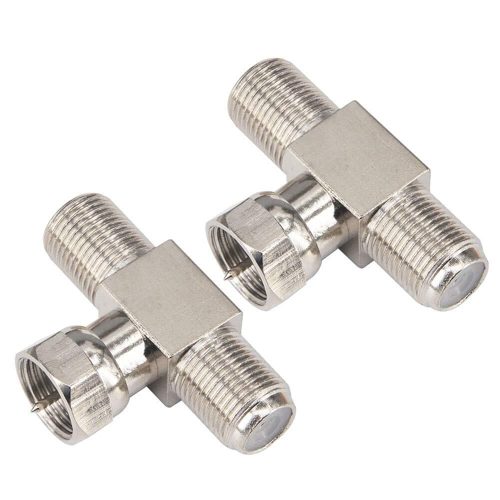 F Type 3 Way Coaxial Connectors Male To Female Rg6 Combiner F To Dual Coax Adapt