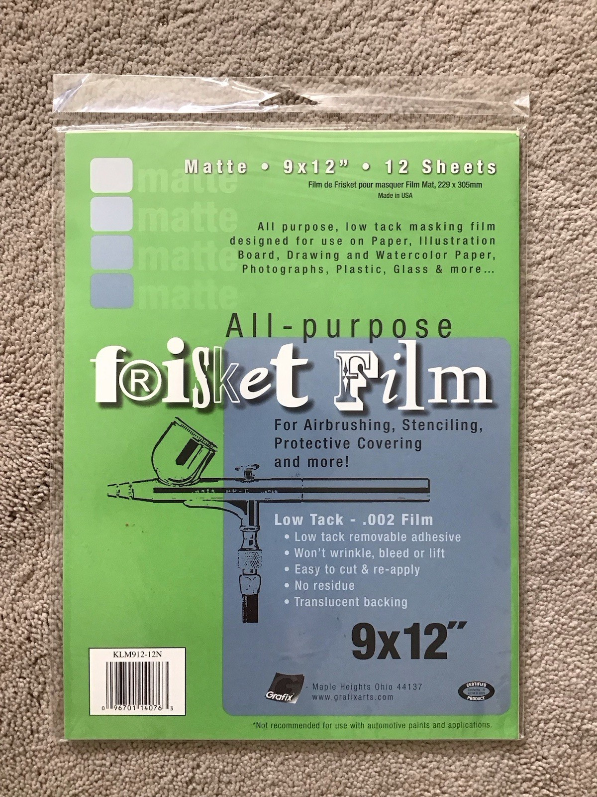 Grafix All Purpose Frisket Film 12 Sheets Matte 9" x 12" NEW IN SEALED PACKAGE