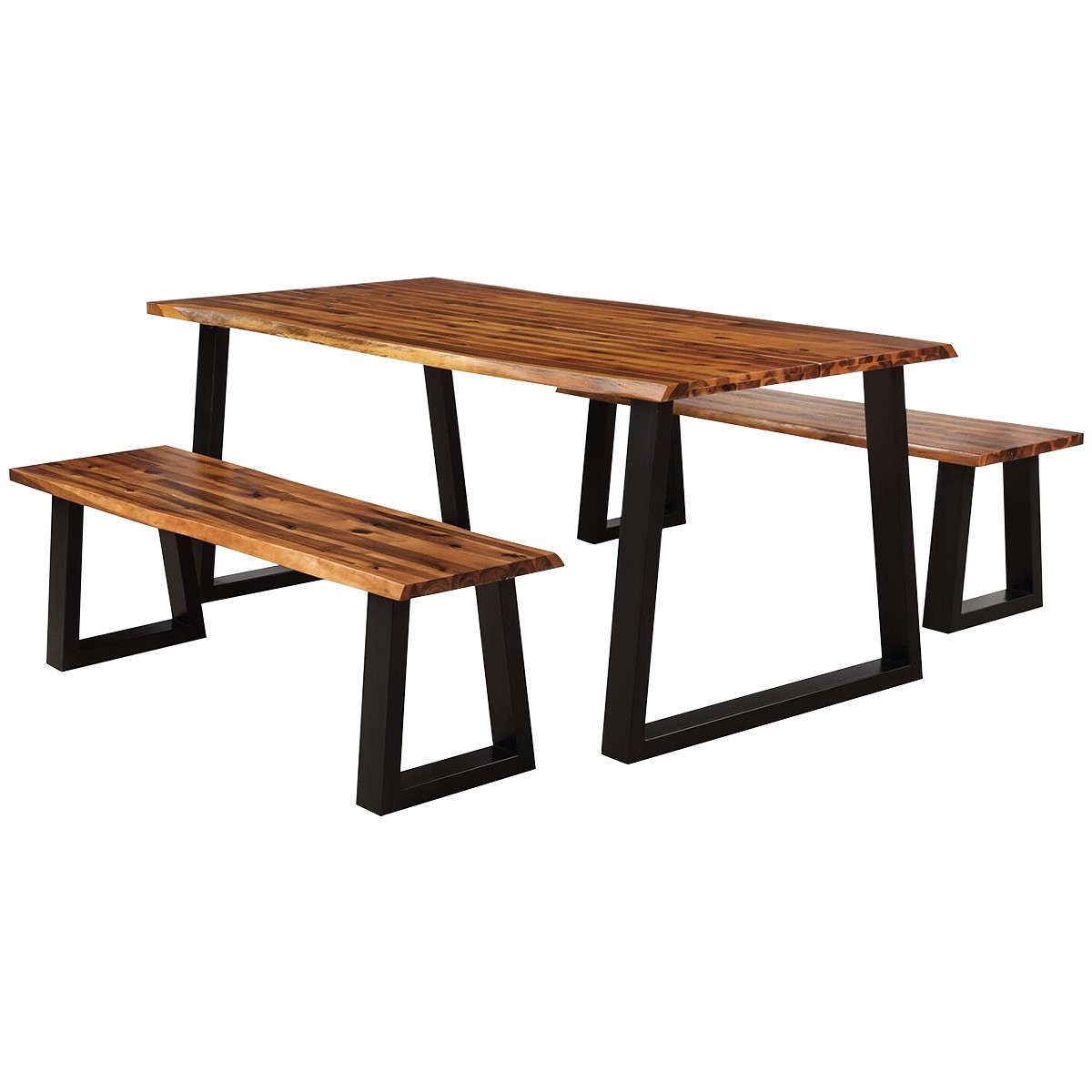 Picnic Table Set Acacia Wood 3 Piece Table Bench Outdoor Patio