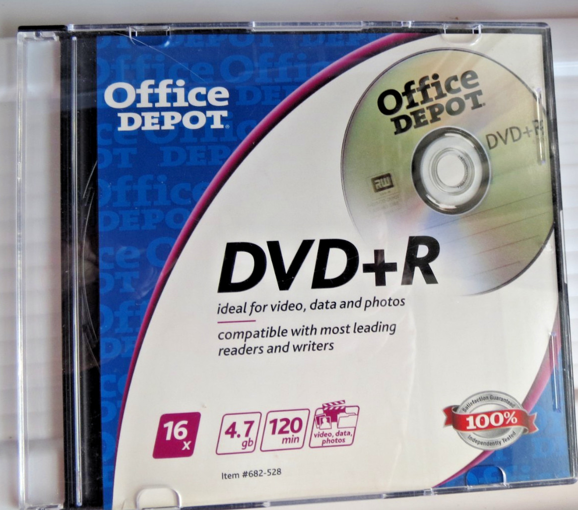 Office Depot DVD+R ~ R 4.7 gb 120 min 16X  ~ Lot of 4 New