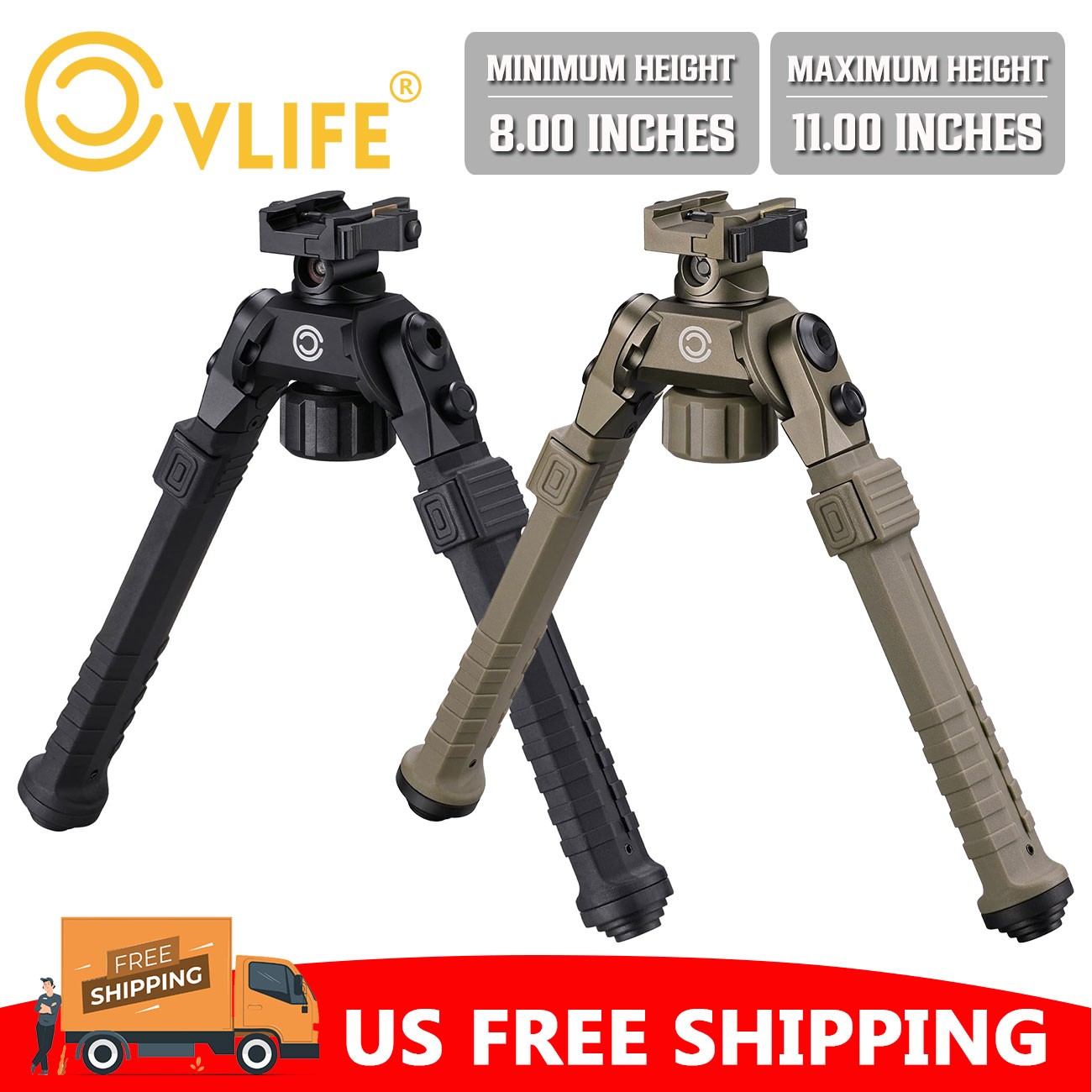8-11 Inches Picatinny Bipod For Rifles 360 Degree Swivel Shooting Hunting Bipod