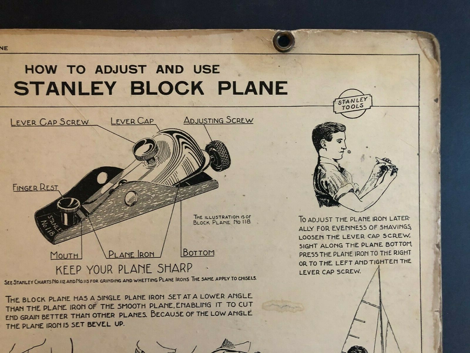 Vintage 1928 Stanley Tools Double Sided Pressboard Instructional Chart (13 / 14)
