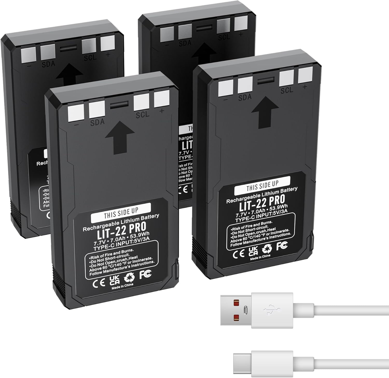 4 Pack 7000mAh Rechargeable Batteries for SPYPOINT Trail Cameras + Type-C Cable