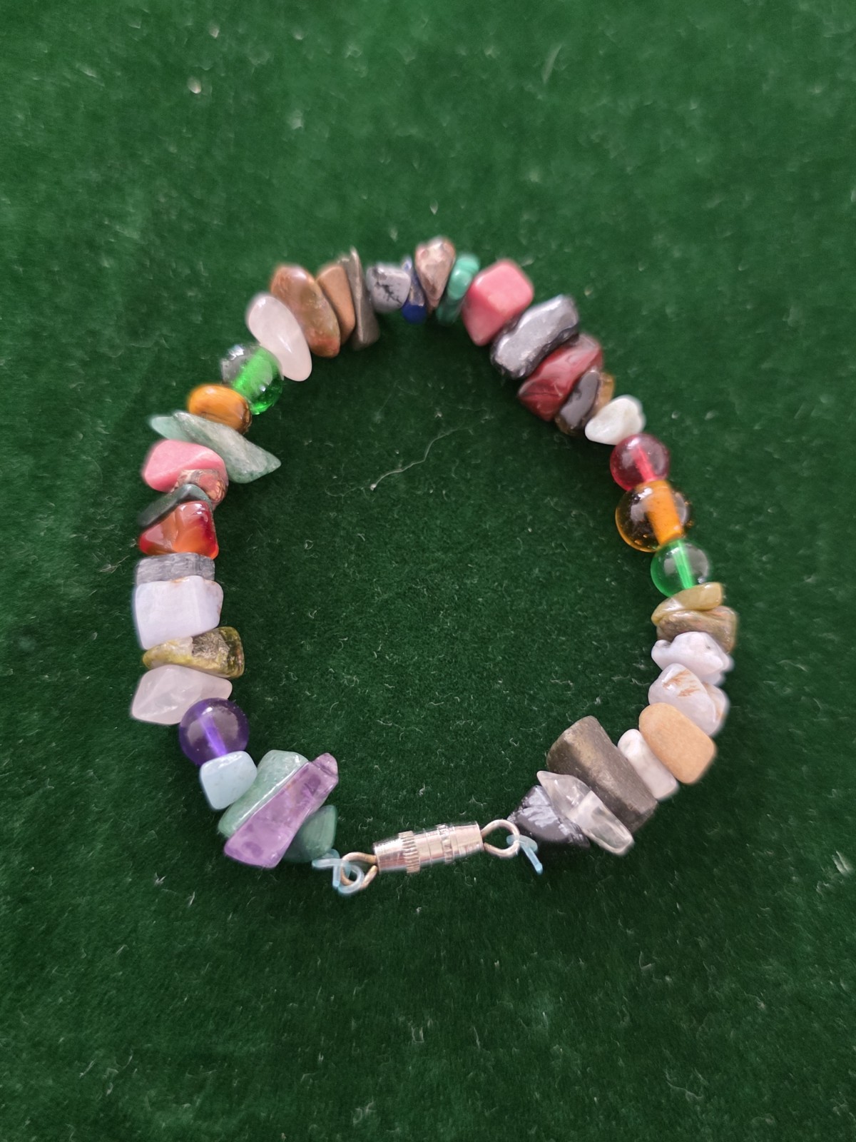 Hand- Made * GENUINE * Multi-STONE chips Bracelet 7"