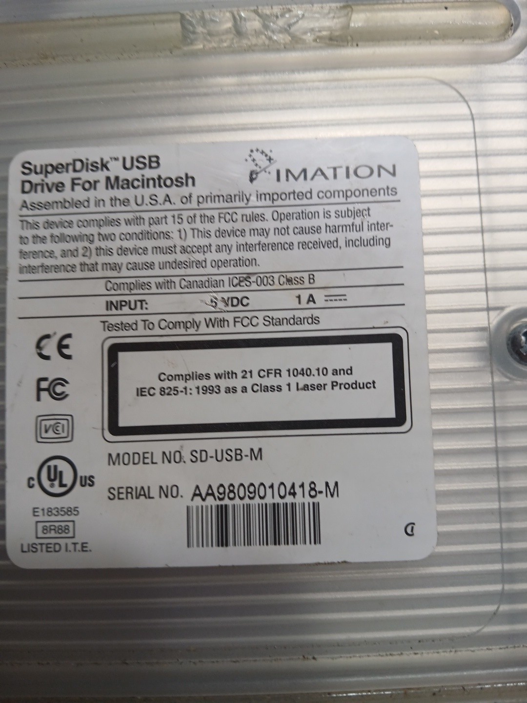 Imation SD-USB-M External SuperDisk - UNTESTED