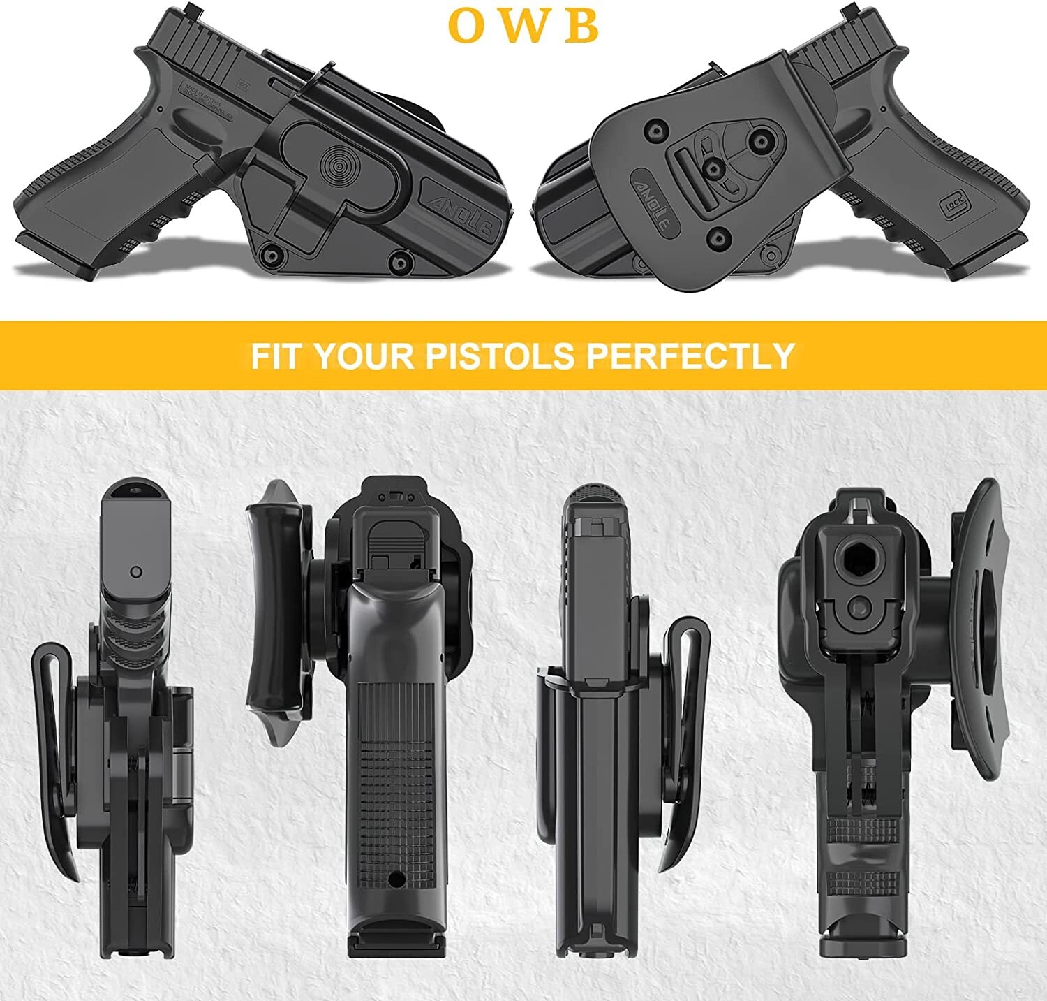 ANOLE Level 2 OWB Paddle Holster Fits Ruger Max 9 Springfield hellcat Multi Guns