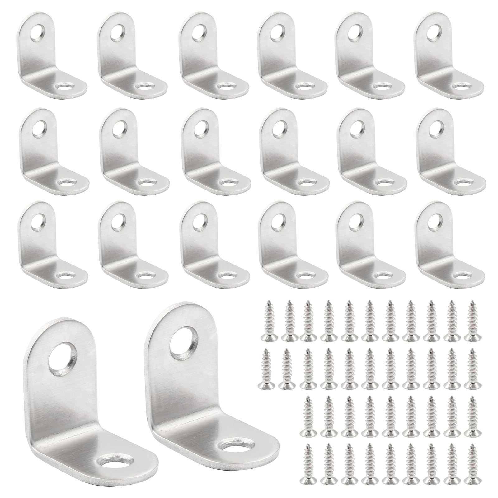 L Brackets Corner Brace, Silver, 1 x 1 Inch, 20Pcs
