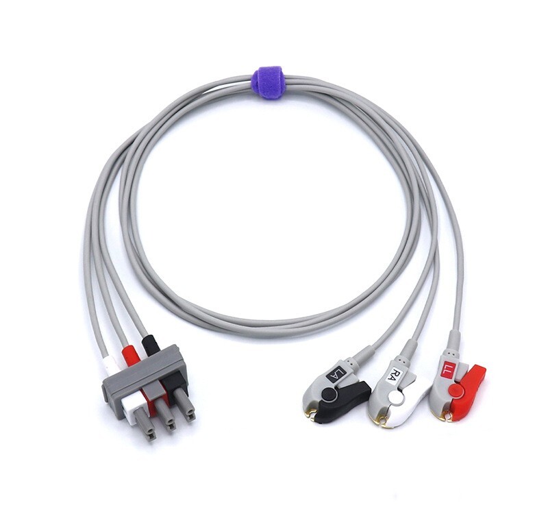 Twin Pin ECG Leadwire 3 Leads Cable Pinch/Grabber Compatible with Philips M1613A