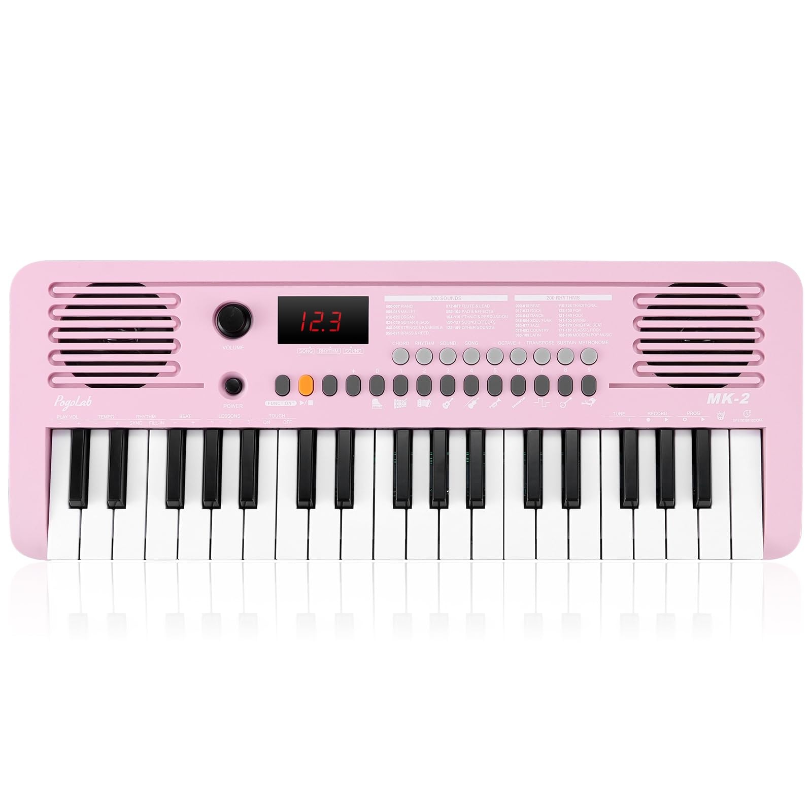 MK-2 37 Keys Keyboard Piano, Portable Small Keyboard with 40 Songs, 200 Sound...
