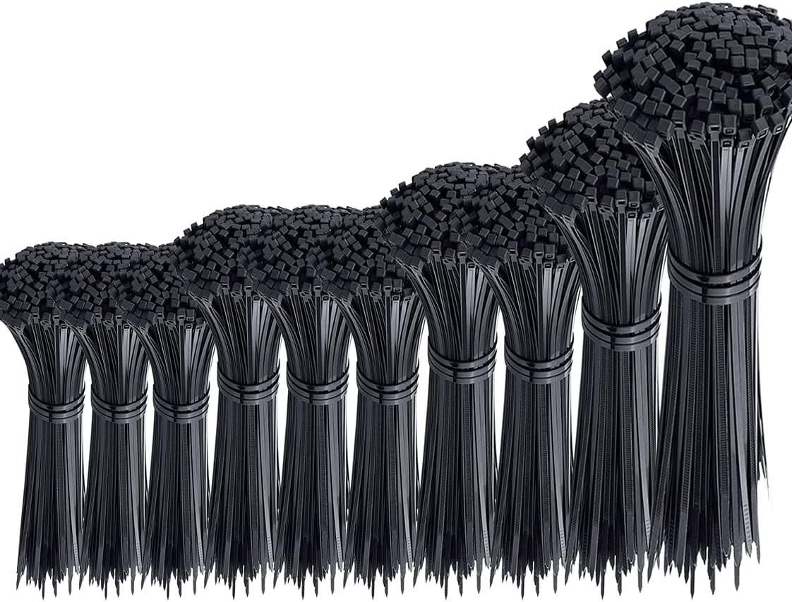 1000Pcs Heavy-Duty Black Zip Ties - Assorted Sizes for Ultimate Cable Management