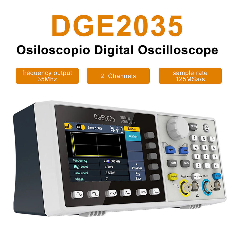 For OWON DGE2035 35MHz DGE2070 70MHz Waveform Generator 300MSa/s Sample Rate 2CH