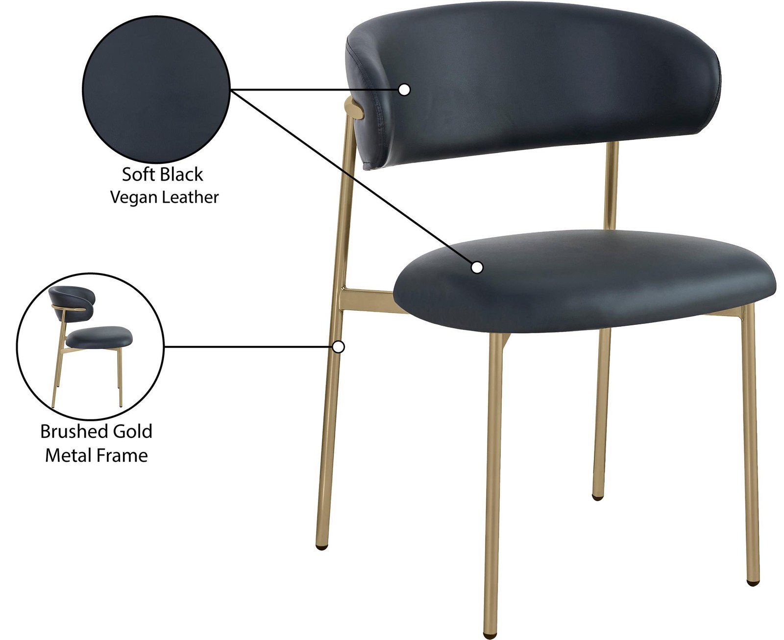 Meridian Furniture Lupita Black Vegan Leather Dining Chair (Set of 2)
