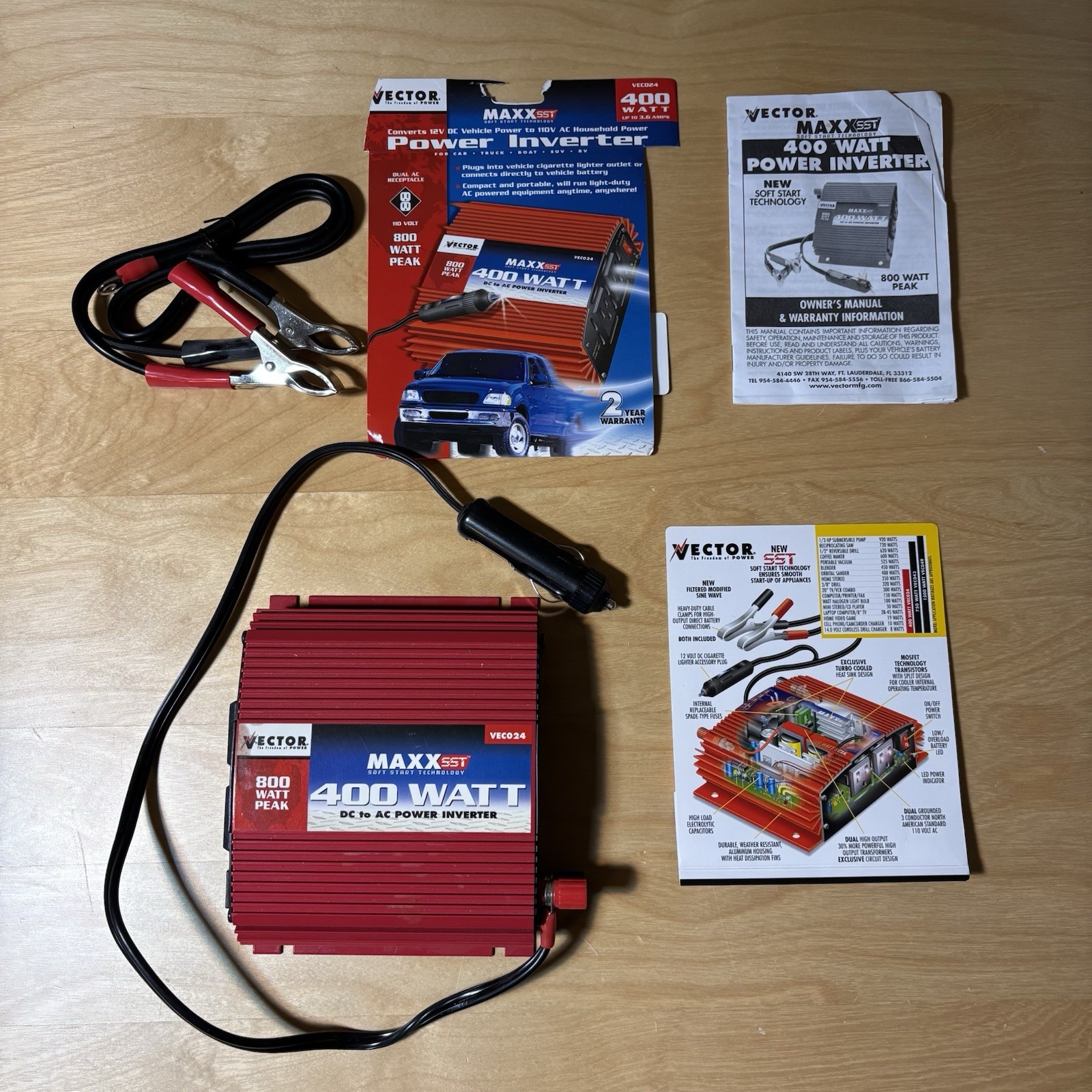 Vector MAXX 400 Watt DC to AC Power Inverter VEC024 800 Watt PEAK - 12V