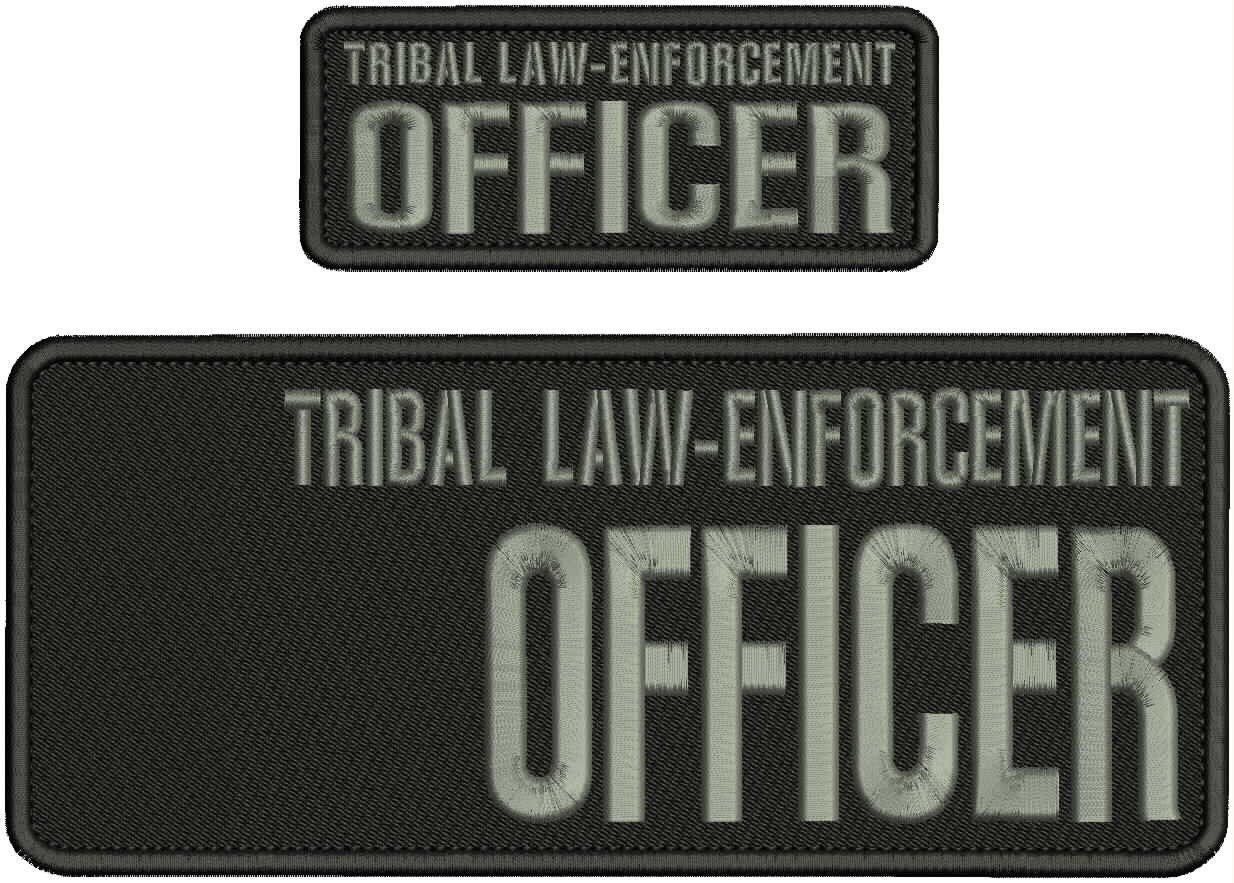 Tribal L E Officer  Embroidery Patch 4X10 AND 2X5 Gray On Black
