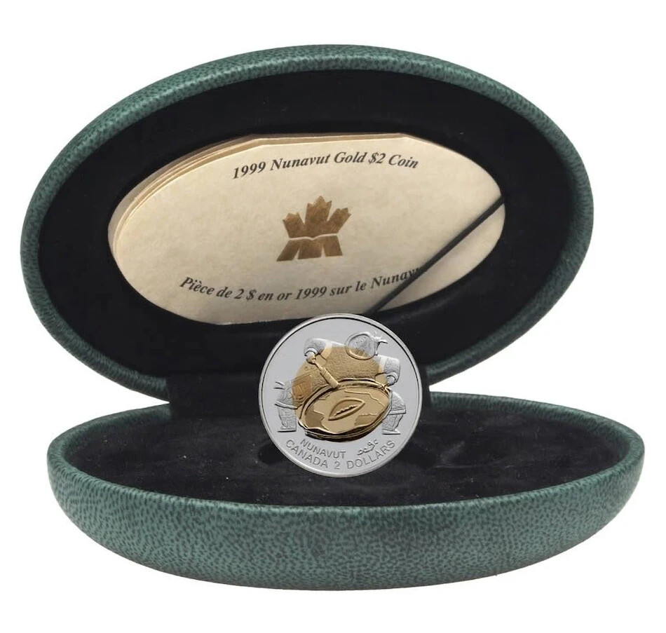 1999 Canada $2 Nunavut 22K GOLD and Silver Coin, .185 oz net fine gold + silver