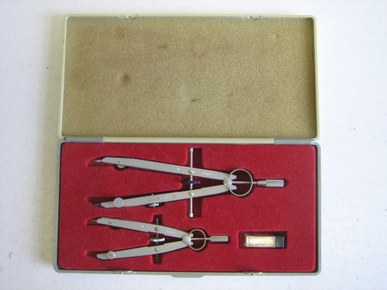 Vintage Jakarta Compass Set Accessories Technical drawing case metal tool retro