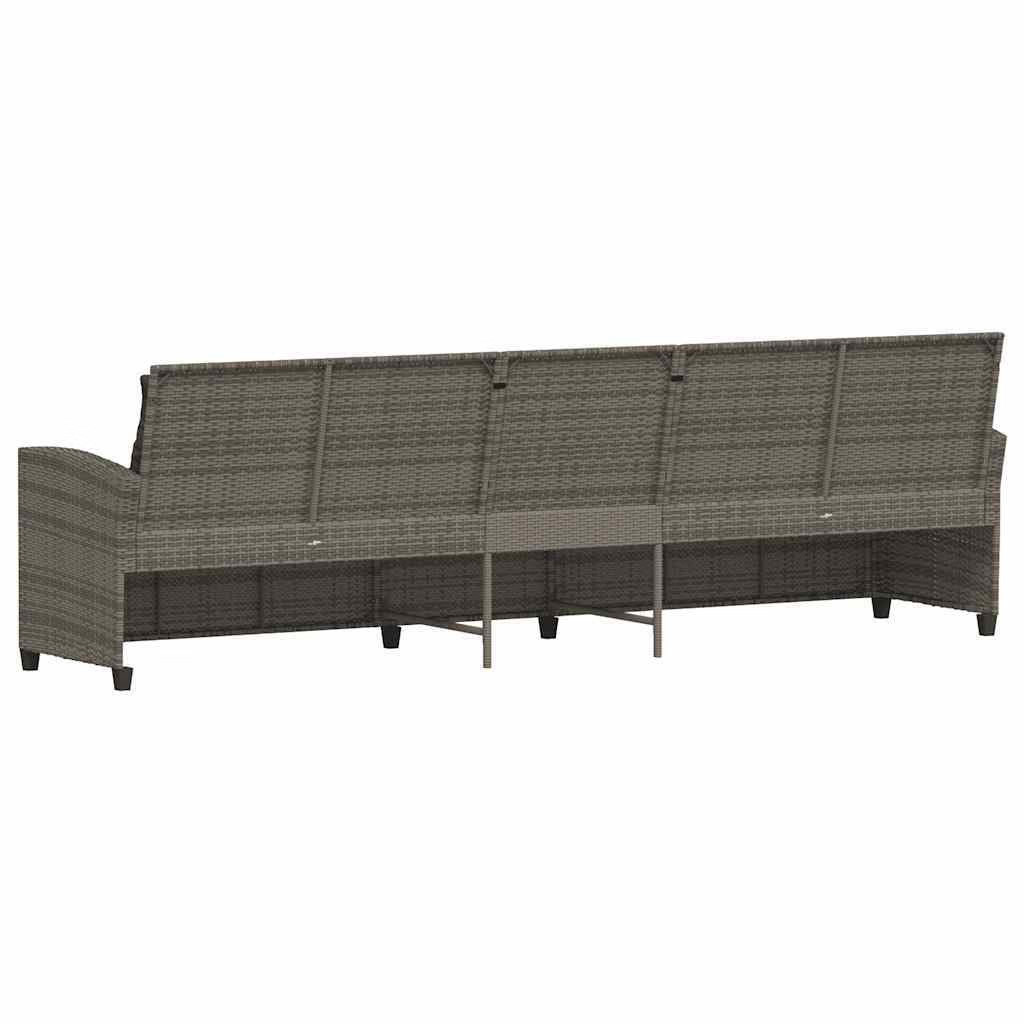 Garden Sofa Grey Poly Rattan 5-seater Removable Covers