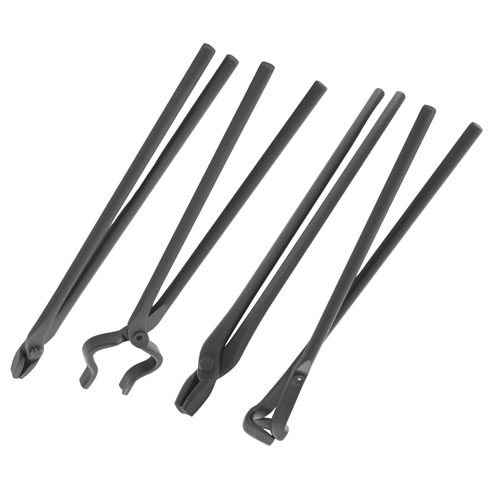Blacksmith Carbon Steel Tongs 4pcs Flat V Bit Blade Wolf Jaw Forging Tool Set