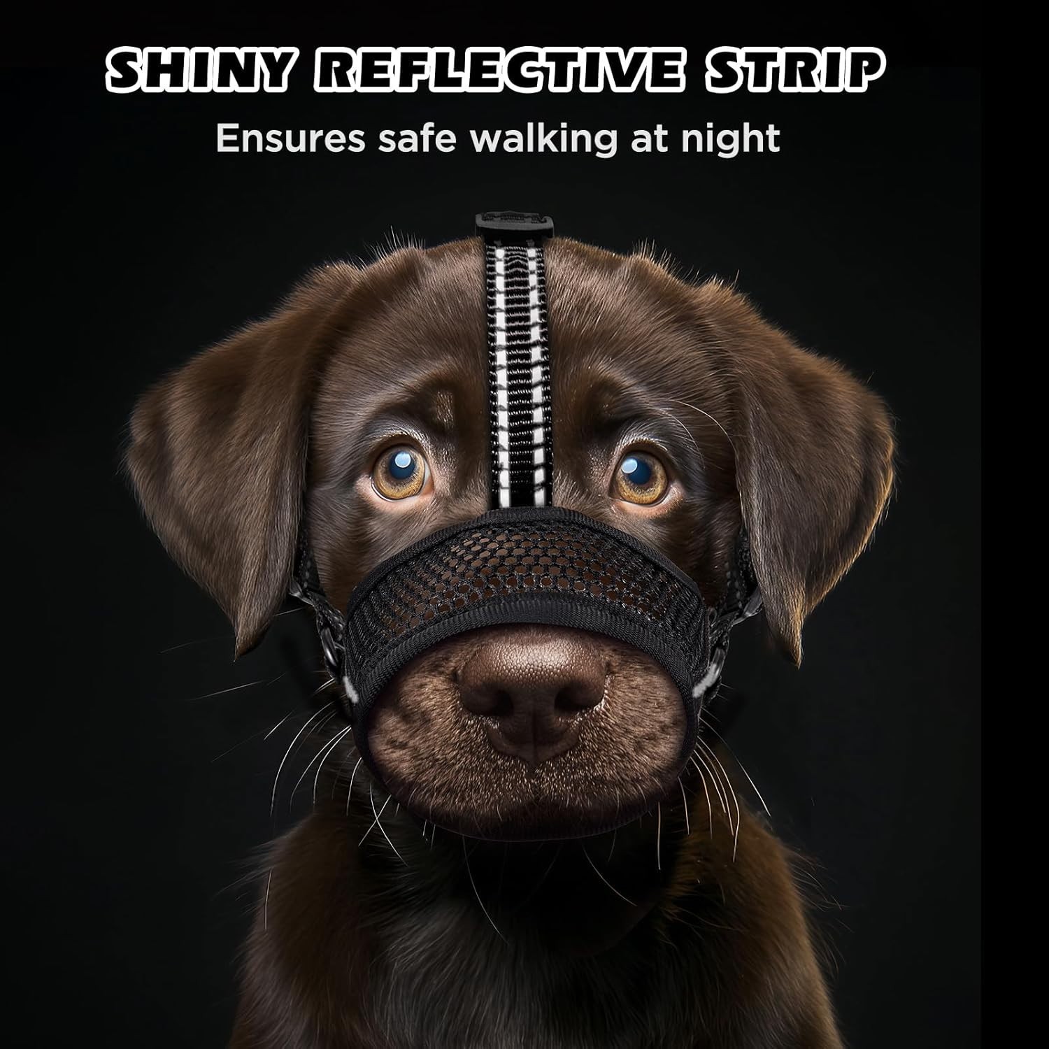 Pet Dog Breathable Nylon Muzzle Adjustable Anti-lick /Biting, Black XL