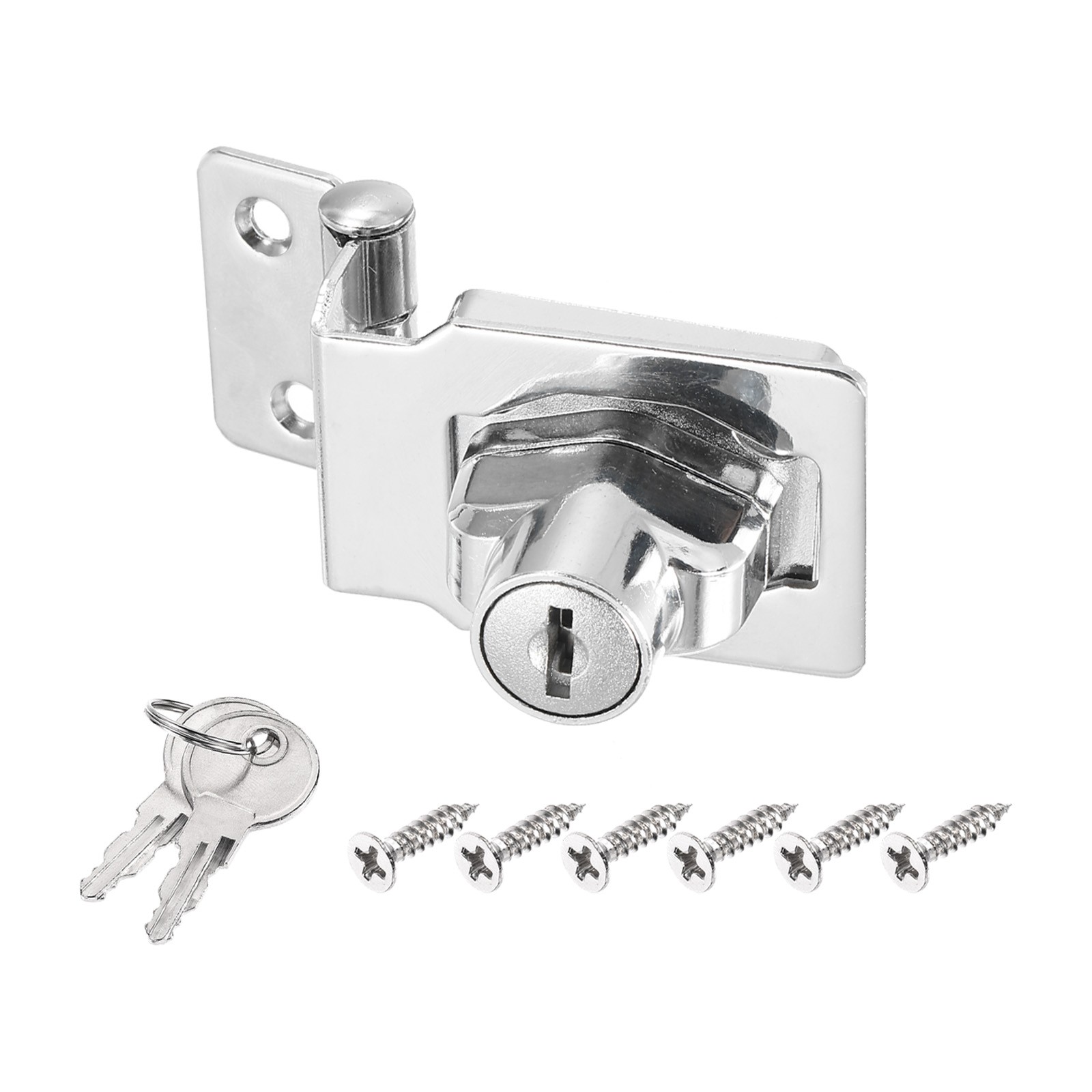 2.5Inch Keyed Hasp Locks Angle 90°Twist Knob Locking Keyed Different, Silver