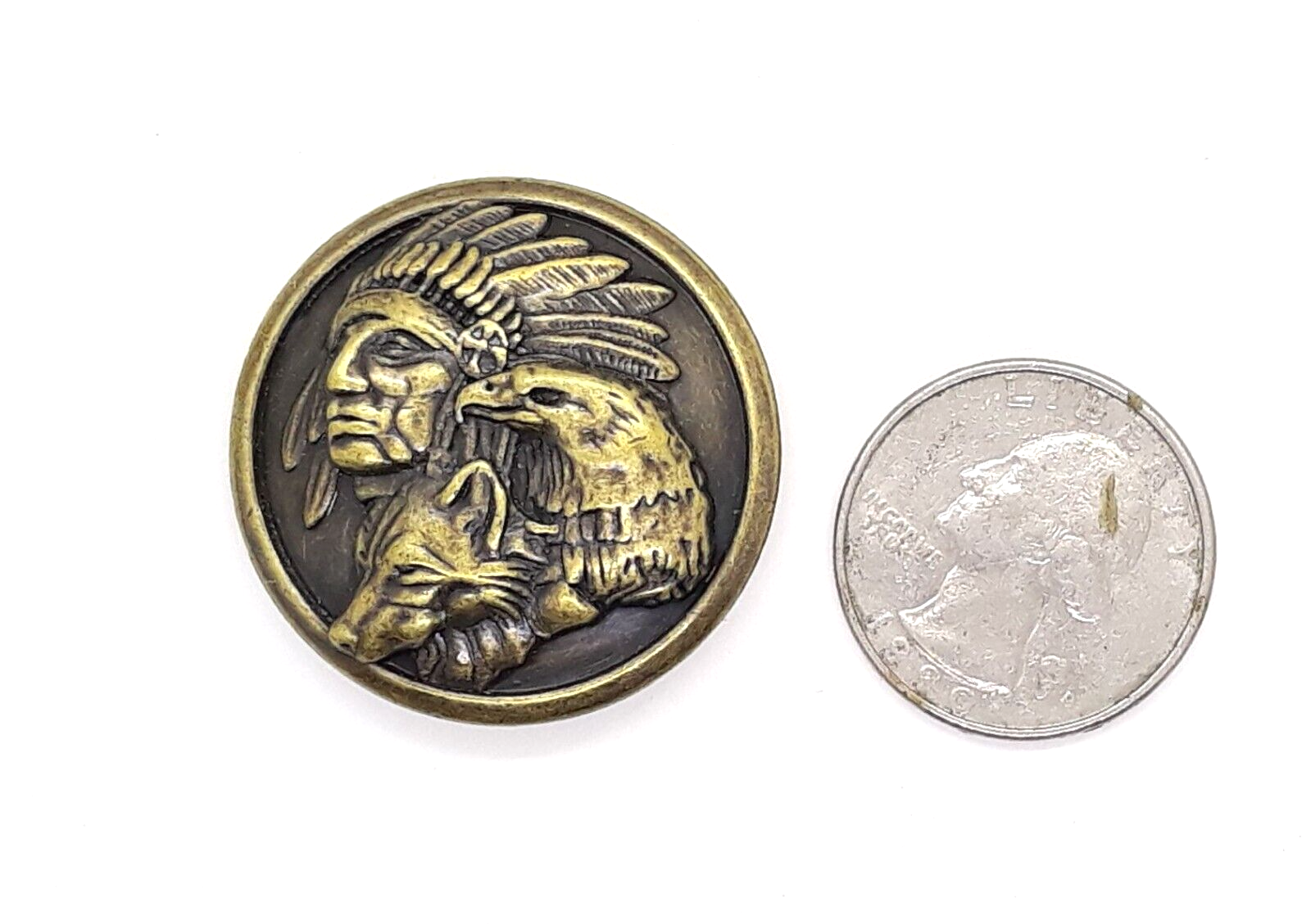 Chief With Eagle & Wolf Conchos 1 3/8" Five Count