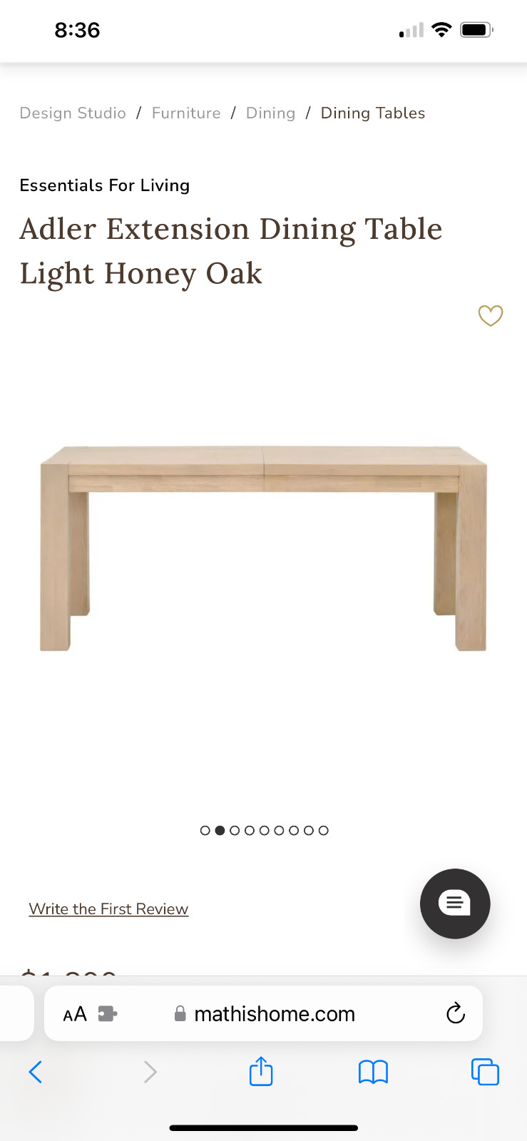 adler extention dining table