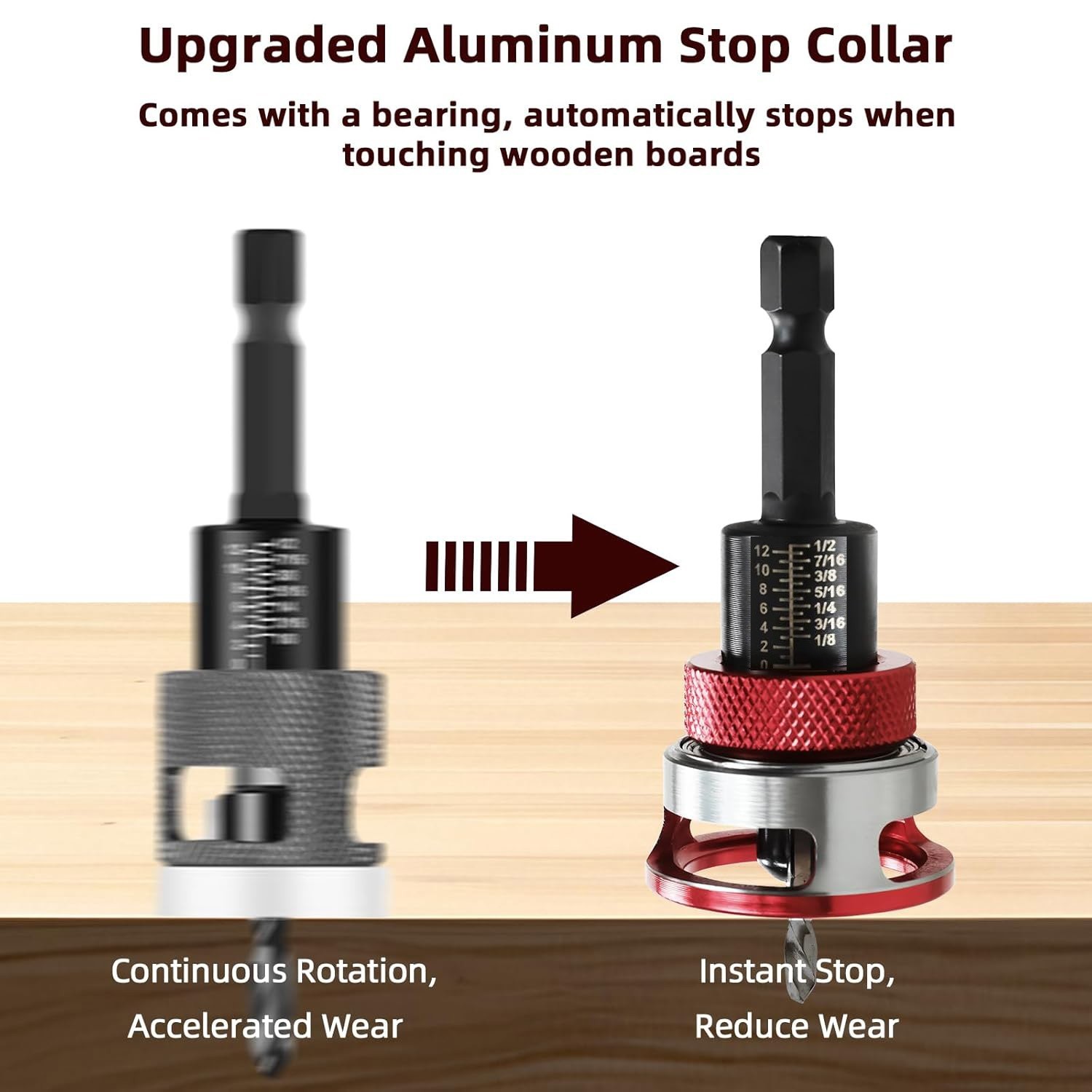 4PCS Countersink Drill Bit Set with Adjustable Depth Stop M2 HSS Woodworking Bit
