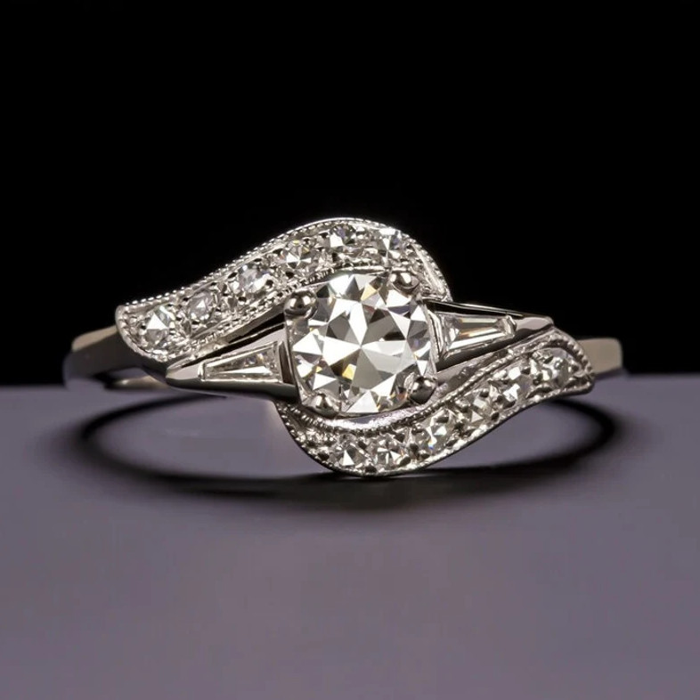 1Ct Round Cut Lab-Created Diamond Bypass Split Shoulder Promise Ring 925 Silver