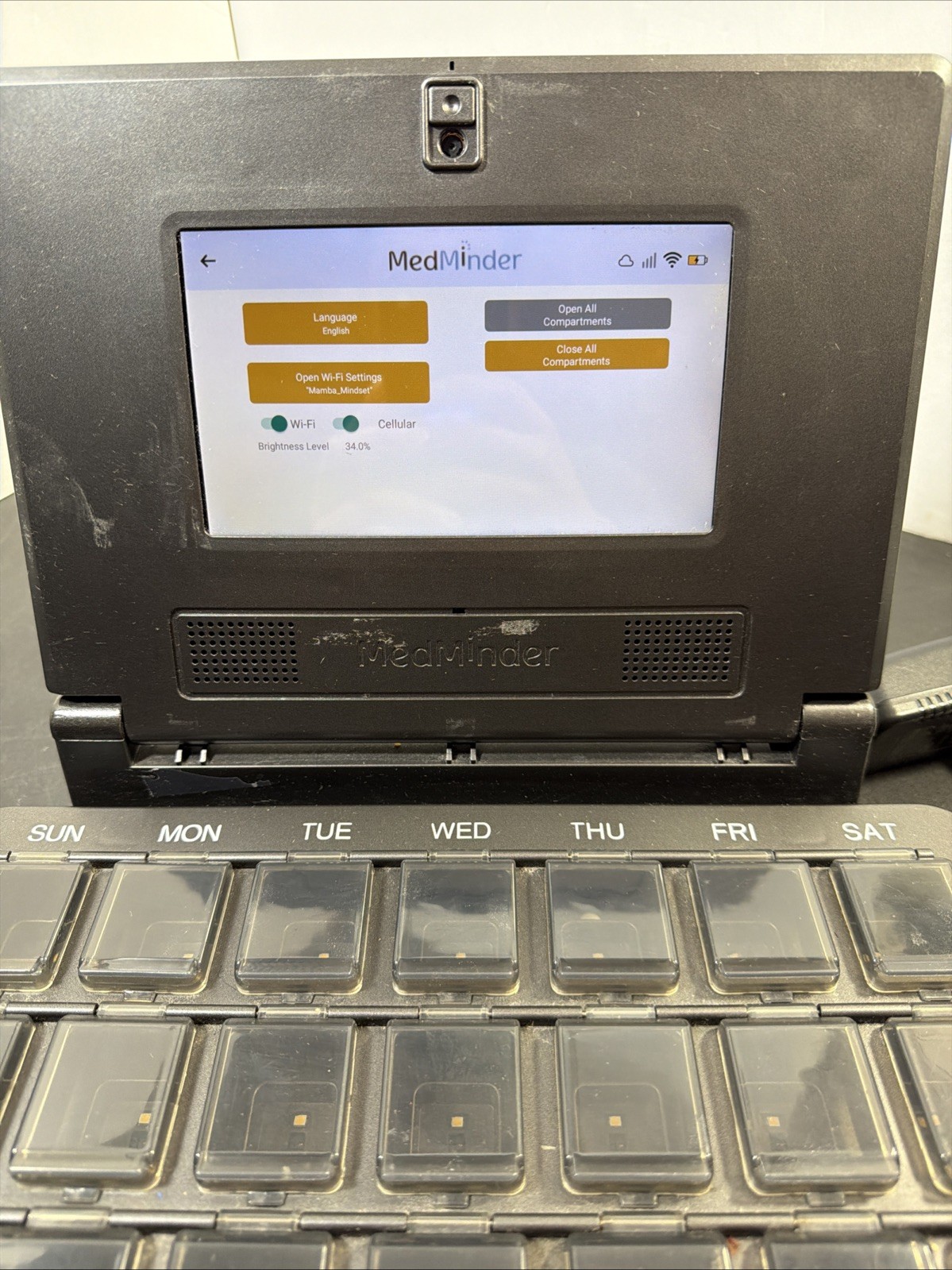 Medminder Jon Locking Automatic Pill Dispenser w/ Clear Lids 28 & Power Adapter