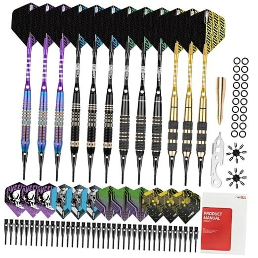 Darts Plastic Tip, Professional Soft Tip Darts Set for Electronic Dartboard