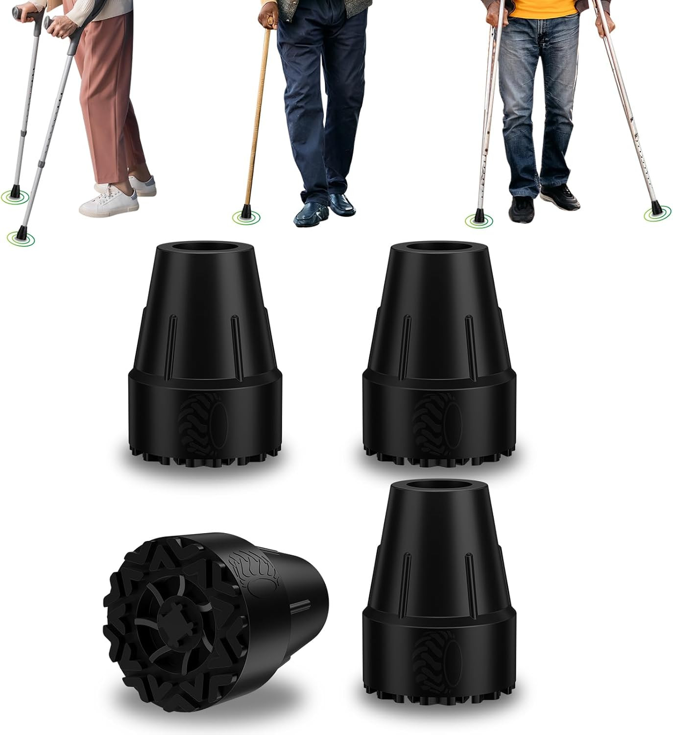 Crutch Tips 7/8 Inch, Heavy Duty Rubber Replacement Tips for 7/8" Crutches Walki