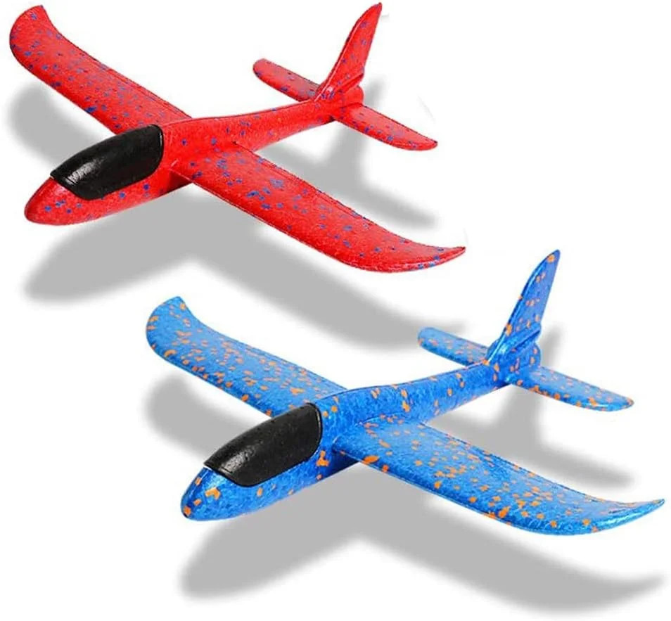 2 Pack Throwing Foam Airplanes, 17.5 Inches 2 Flight Mode Glider Inertia Planes