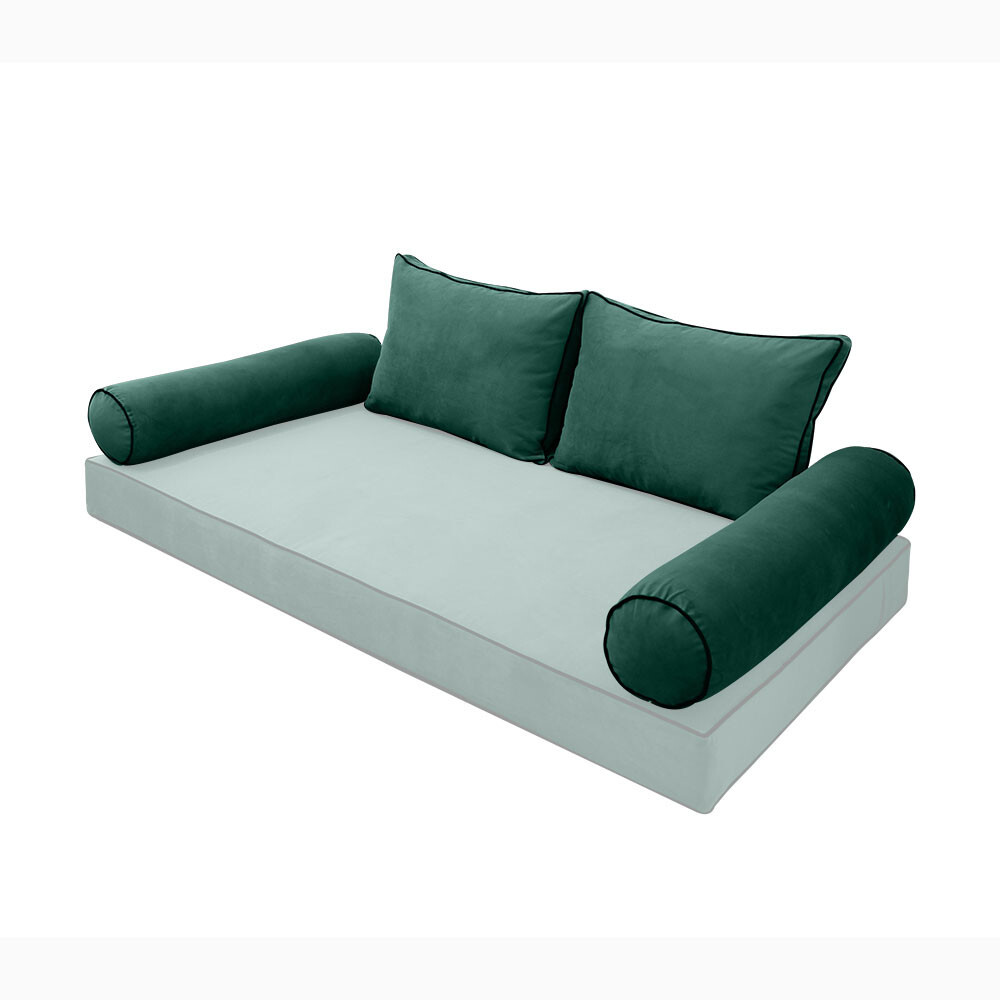 SLIPCOVER ONLY Contrast Twin Style V1 Velvet Indoor Daybed Bolster Cushion AD317