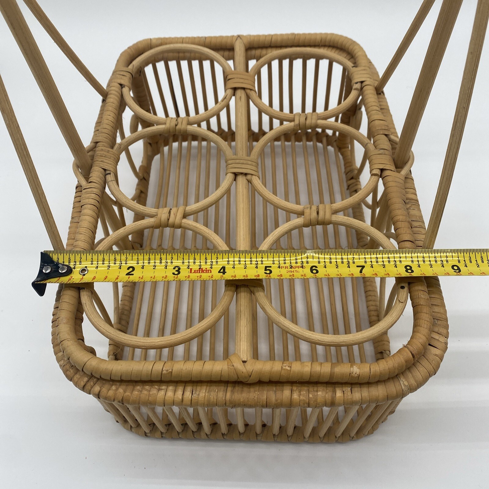 Vintage Wicker Rattan Drink Caddy Basket